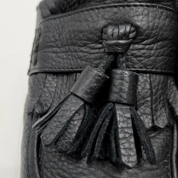 Free People Black Leather‎ Clogs with Natural Wooden Heel - Picture 5 of 14